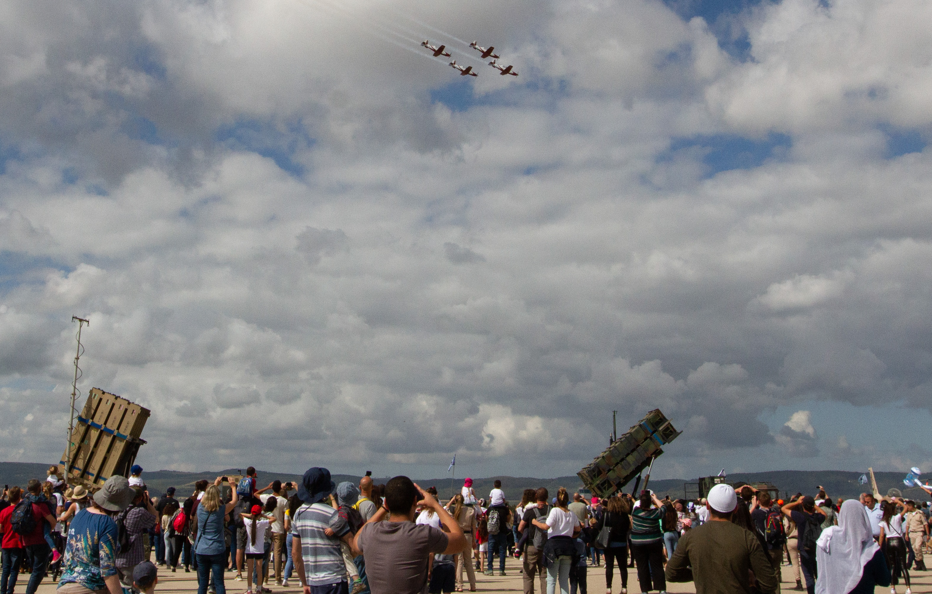 Israeli families at the Israel Air Force show at the Ramat David base in northern Israel at the 71st Independence Day celebration near Kiryat Shmona, May 9, 2019. Photo: JINIPIX