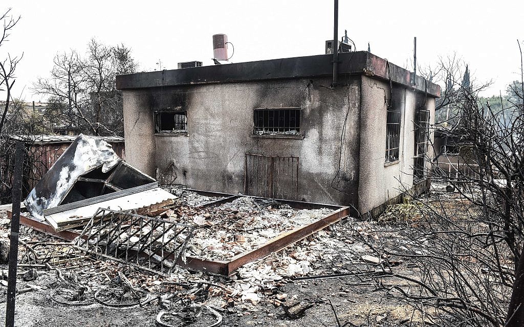 A destroyed house following a fire amidst extreme heat wave in the village of Mevo Modi'im, in central Israel on May 24, 2019. Photo by: JINIPIX