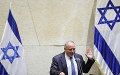 Avigdor Liberman, Israeli former Defence Minister and Leader of the Yisrael Beiteinu (Israel Our Home) right-wing nationalist party, speaks during a Knesset session.. Photo by: JINIPIX Avigdor Liberman, Israeli former Defence Minister and Leader of the Yisrael Beiteinu (Israel Our Home) right-wing nationalist party, speaks during a Knesset session.. Photo by: JINIPIX