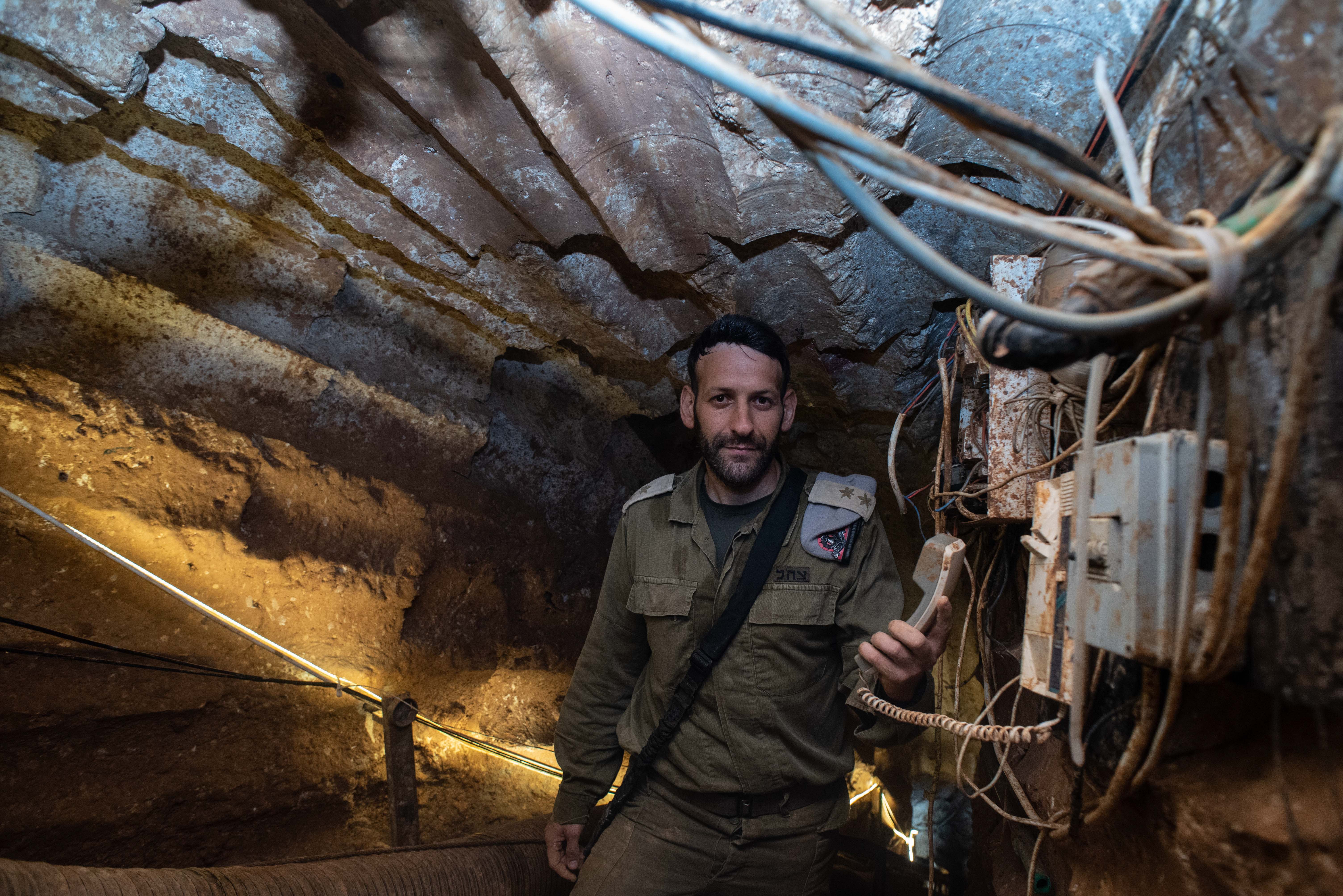 An Israeli soldier stands at a Hezbollah tunnel that crosses from Lebanon to Israel, on the border between Israel and Lebanon in northern Israel, on May 29, 2019. Photo by: Ayal Margolin-JINIPIX