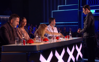 Josh performing in front of the judges during the live semi final of Britain's Got Talent