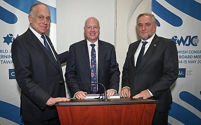 WJC President Ronald S. Lauder, US special envoy to Middle East Jason Greenblatt, and WJC CEO and Executive Vice President Robert Singer

Credit: Shahar Azran