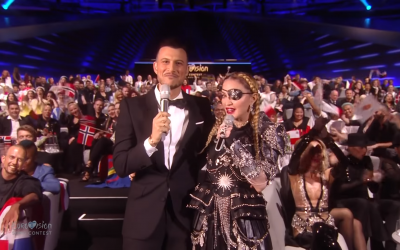 Assi-Azar interviewing Madonna during Eurovision