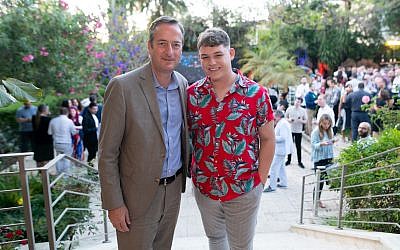 Britain's Eurovision entry Michael Rice (right) with Britain's Ambassador to Israel, Michael Quarrey.

(credit: Ben Kelmer)