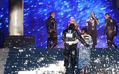Madonna's performance, with flags.