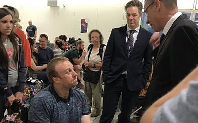Mark Regev (right) chats with former service personelle ahead of the Veteran Games