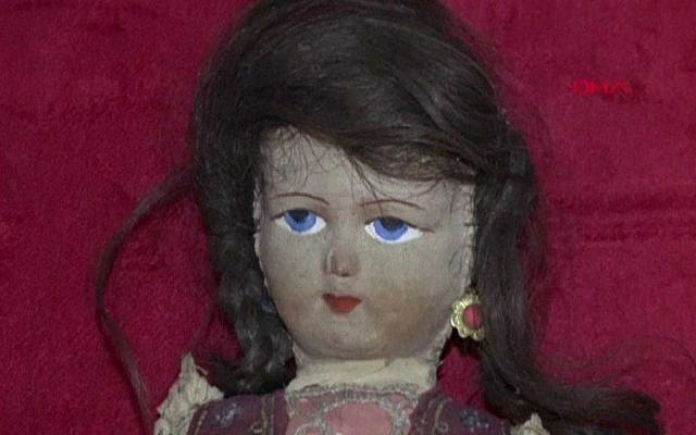 Doll believed to be made with the hair from a Jewish girl killed in the Holocaust. (Courtesy of Anatolian Toy Museum via JTA)