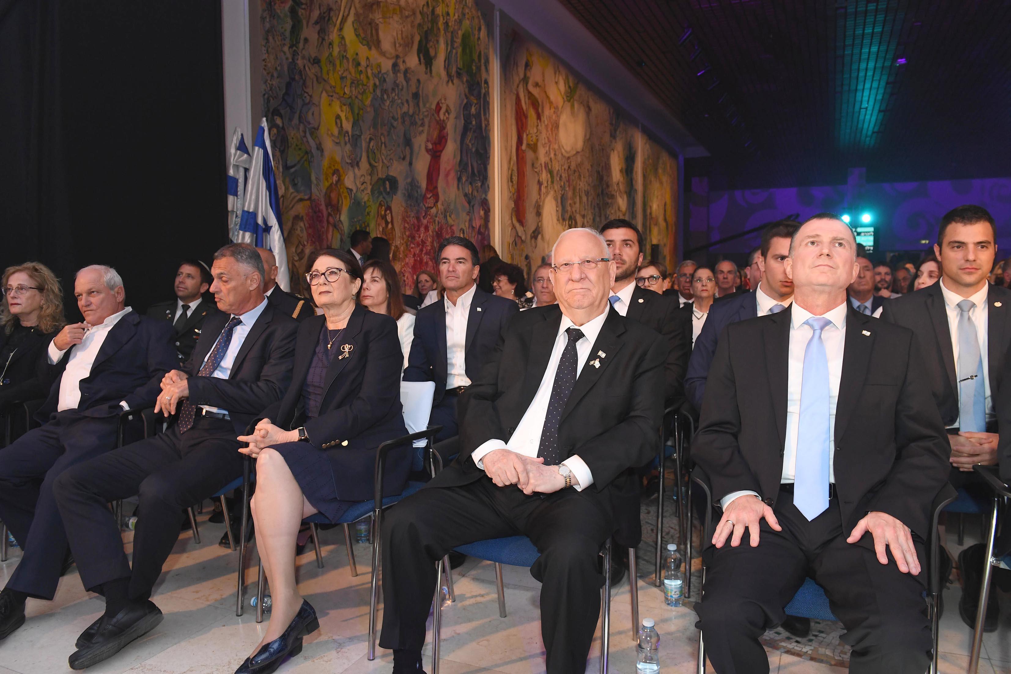 President Rivlin (second right) at the Yom Hazikaron ceremony (Mark Nayman-GPO via JINIPIX)
