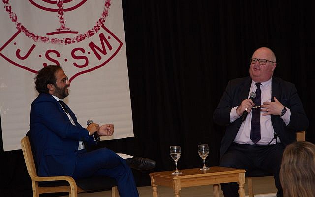 Jewish News editor Richard Ferrer (left) in conversation with Lord Eric Pickles (right). Photo credit: Hannah Paley Photography