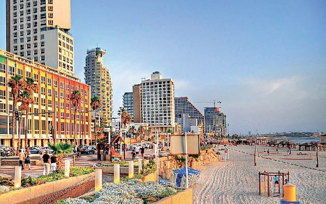 Tel Aviv's famous promenade, soaked in sun