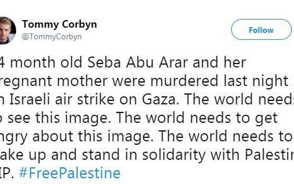 Tommy Corbyn's tweet / Twitter