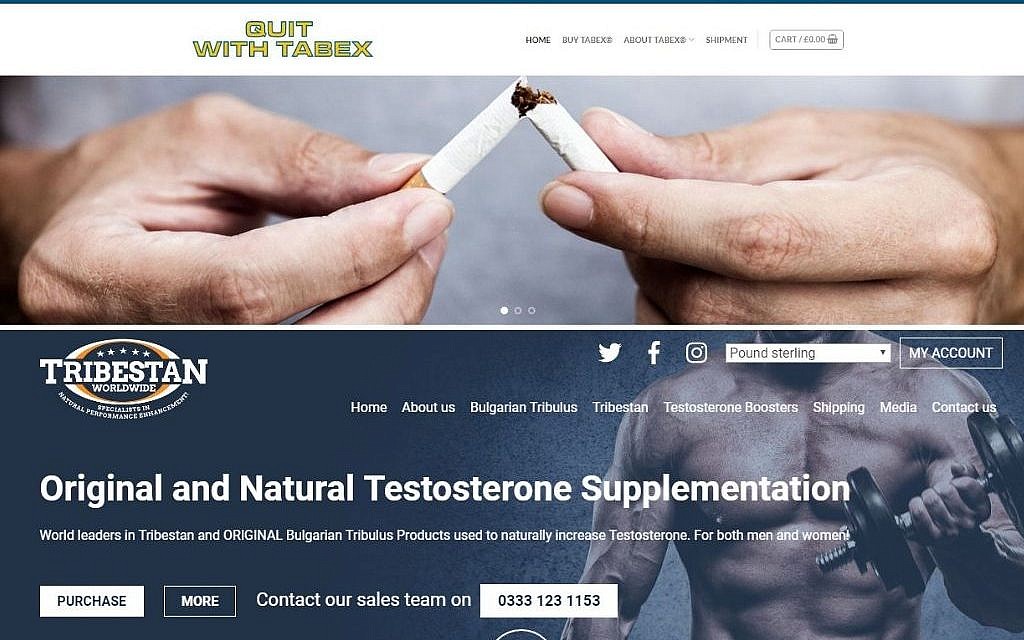 Screenshots of some of the websites operated by the retailer