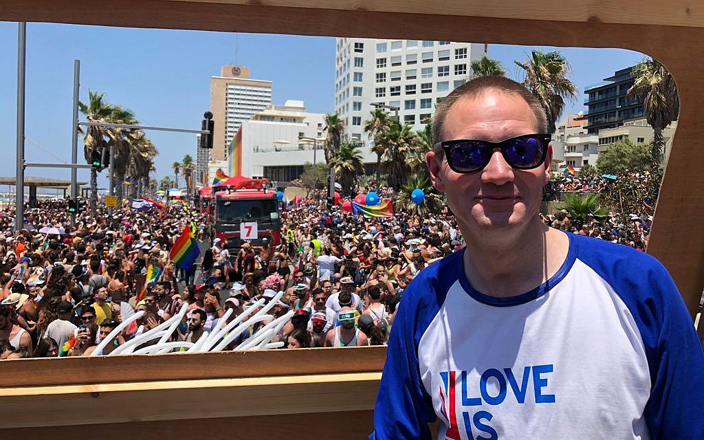 UK Envoy to Israel, Neil Wigan, celebrates Tel Aviv pride on his first day in the office