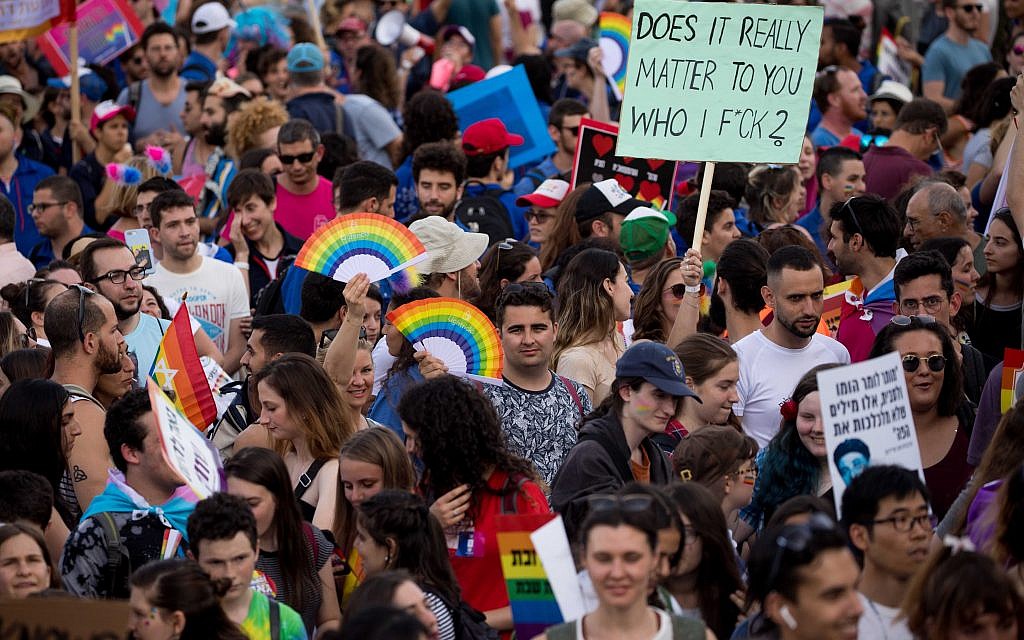 Members and sympathizers of the LGBTI (lesbian, gay, bisexual, transgender, and intersex) community participate in the annual Gay Pride parade in Jerusalem, Israel, 06 June 2019. Photo by: JINIPIX Members and sympathizers of the LGBTI (lesbian, gay, bisexual, transgender, and intersex) community participate in the annual Gay Pride parade in Jerusalem, Israel, 06 June 2019. Photo by: JINIPIX
