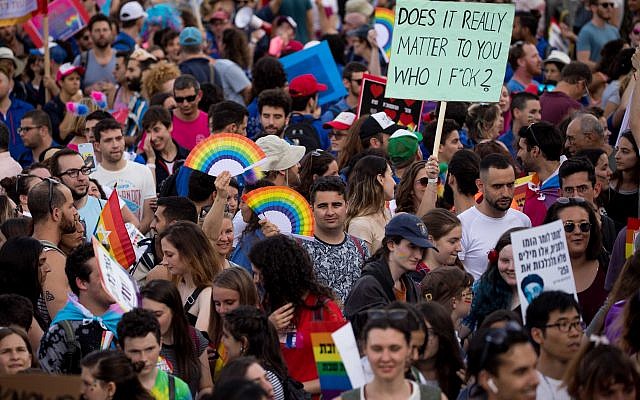 Members and sympathizers of the LGBTI (lesbian, gay, bisexual, transgender, and intersex) community participate in the annual Gay Pride parade in Jerusalem, Israel, 06 June 2019. Photo by: JINIPIX