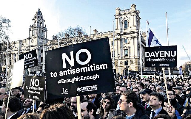 2018 protest against antisemitism outside Labour HQ in central London