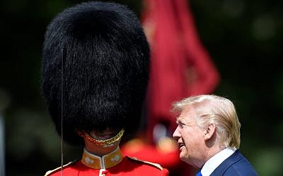 US President Donald Trump inspects the Guard of Honour during a Ceremonial Welcome at Buckingham Palace, London, on day one of his three day state visit to the UK. Photo credit: Toby Melville/PA Wire