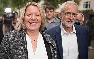 Ex Labour Party leader Jeremy Corbyn celebrates with Lisa Forbes (Photo credit: Stefan Rousseau/PA Wire)