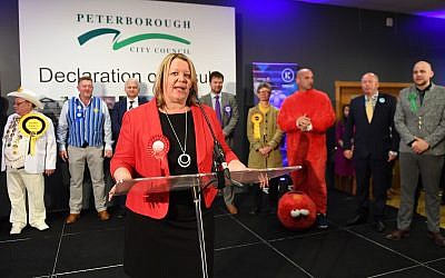 Newly elected Labour MP Lisa Forbes gives her winners speech after the count for the Peterborough by-election at the Kings Gate Church in Peterborough. Photo credit: Joe Giddens/PA Wire