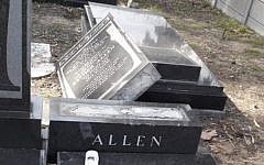 Smashed gravestone, as shared by the Cape SA Jewish Board of Deputies on Facebook