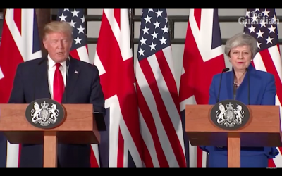 Donald Trump and Theresa May hold a press conference in London during his UK state visit. (Screenshot from Youtube)