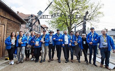 March of the Living group at Auschwitz's notorious gate. Credit: Sam Churchill Photography via Jewish News