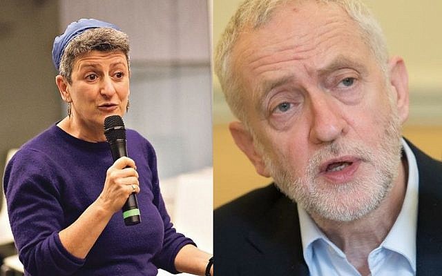 Rabbi Laura Janner-Klausner, left, Jeremy Corbyn, right