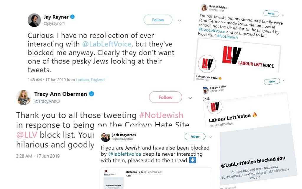 Twitter users shared screenshots showing how they were blocked, while others thanked non-Jewish Tweeters for standing in solidarity