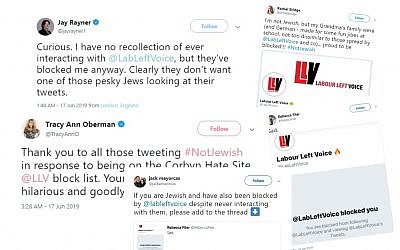 Twitter users shared screenshots showing how they were blocked, while others thanked non-Jewish Tweeters for standing in solidarity