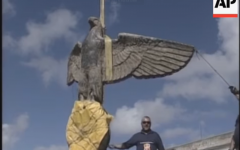 Screenshot from video, showing Nazi eagle after being salvaged. (https://www.youtube.com/watch?v=2ZH5Sot5hic) Screenshot from video, showing Nazi eagle after being salvaged. (https://www.youtube.com/watch?v=2ZH5Sot5hic)