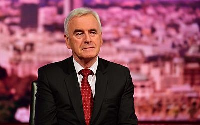 John McDonnell  appearing on the BBC1 current affairs programme last year, The Andrew Marr Show. Photo credit: Jeff Overs/BBC/PA Wire