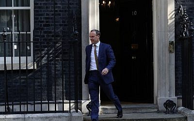 Foreign Secretary Dominic Raab leaves a cabinet meeting at 10 Downing Street, London. Photo credit : Aaron Chown/PA Wire