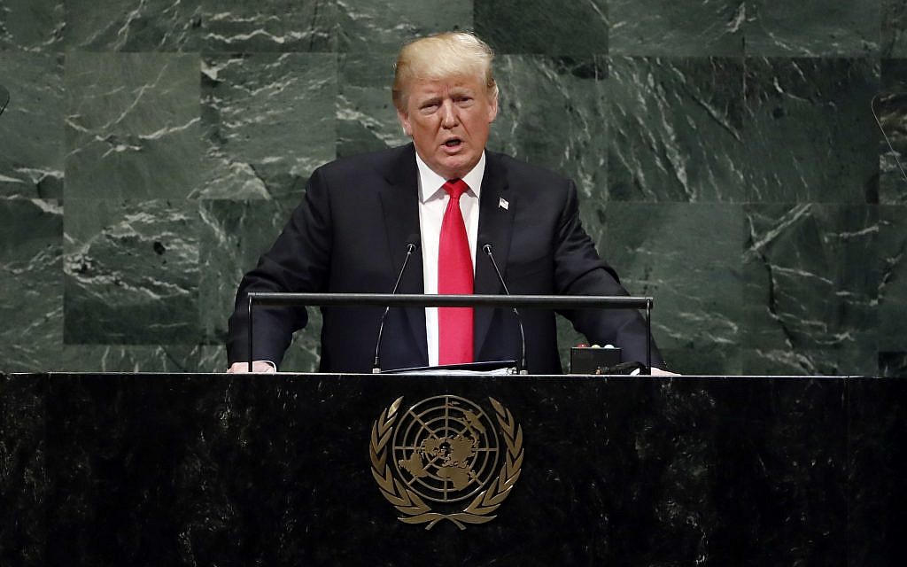 President Donald Trump addresses the 73rd session of the United Nations General Assembly, at U.N. headquarters, Tuesday, Sept. 25, 2018. (AP Photo/Richard Drew)