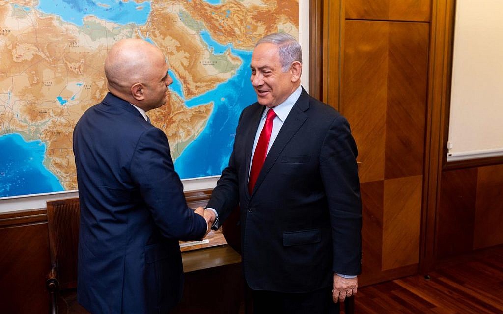 Sajid Javid meeting Israeli PM Benjamin Netanyahu