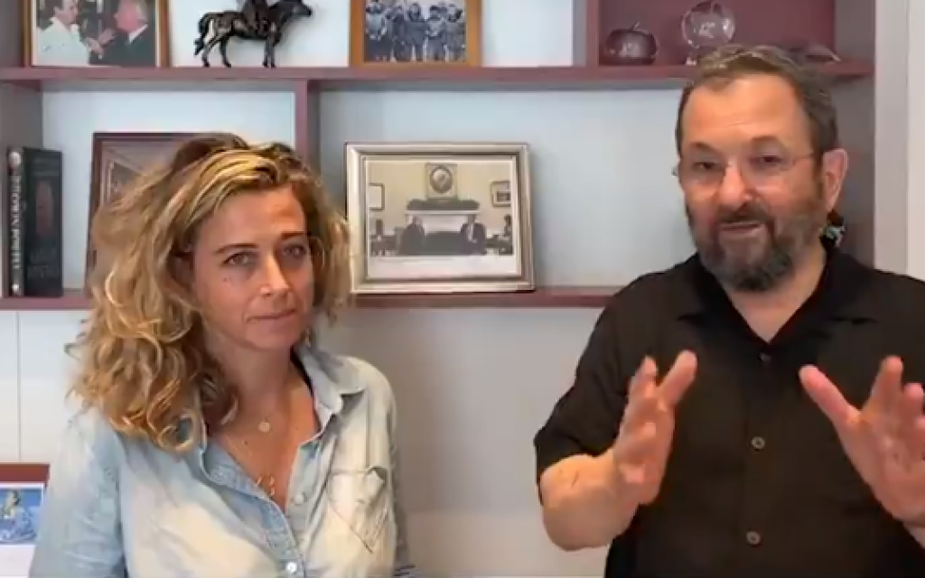Noa Rothman (L) with Ehud Barak