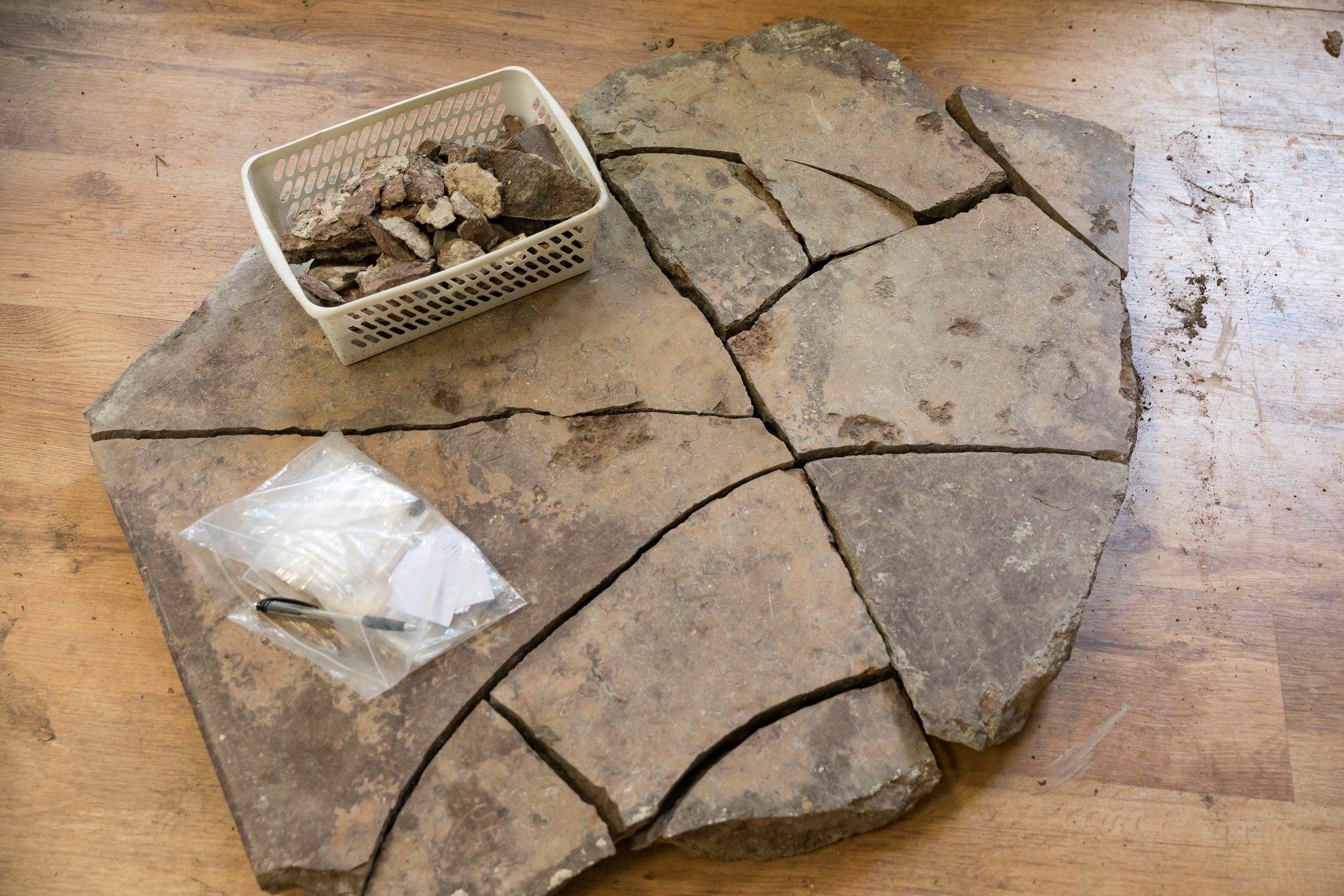 While excavating the premises of the Great Synagogue of Vilna in Vilnius Old Town, archaeologists have unveiled two out of four pillars that were surrounding the pulpit  (Credit: Vilnius City Municipality.)