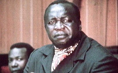 A video still image from undated television footage shows Former Ugandan dictator Idi Amin addressing an OAU meeting. (Faith Matters / Jewish News)