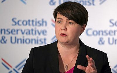 Leader of the Scottish Conservatives Ruth Davidson during a press conference at Holyrood Hotel in Edinburgh. (Photo credit should read: Jane Barlow/PA Wire)