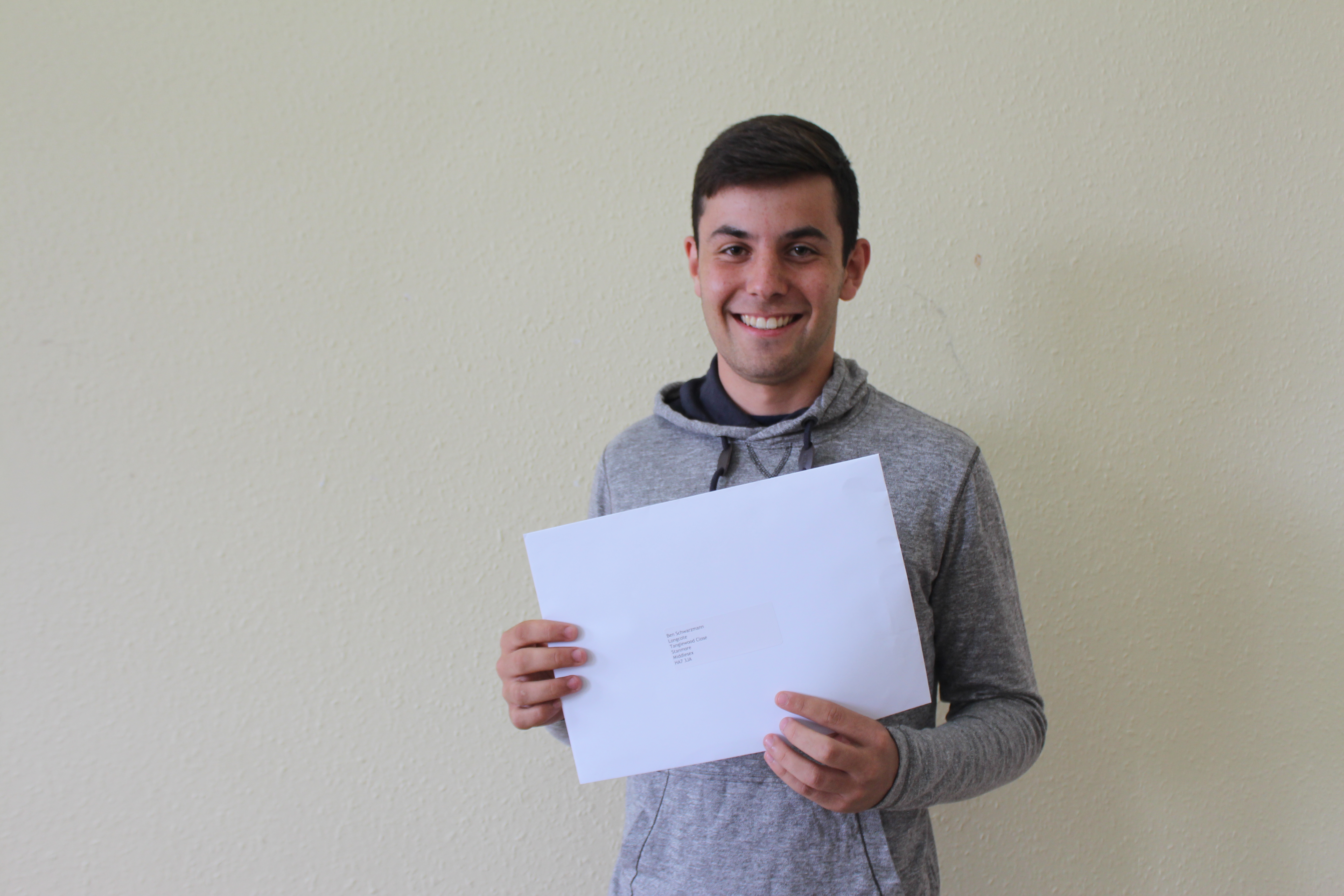 Ben Schwarzmann received 3 A* grades with Habs