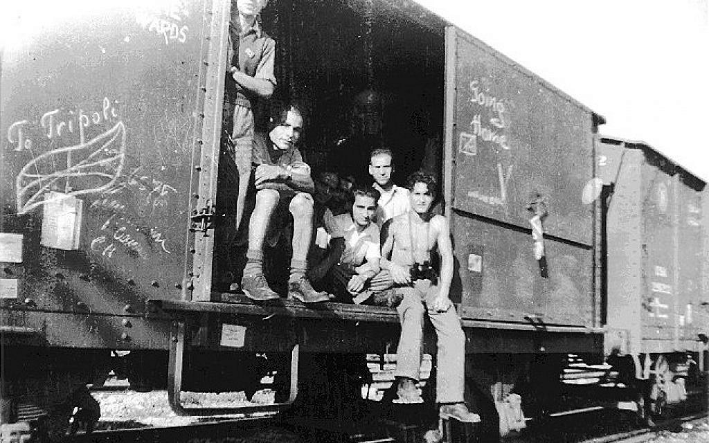 A photo taken in 1945 showing Holocaust survivors returning to Libya from Concentration Camp Bergen-Belsen after the "Libyan Jews holocaust" (Wikipedia/Yad Vashem)
