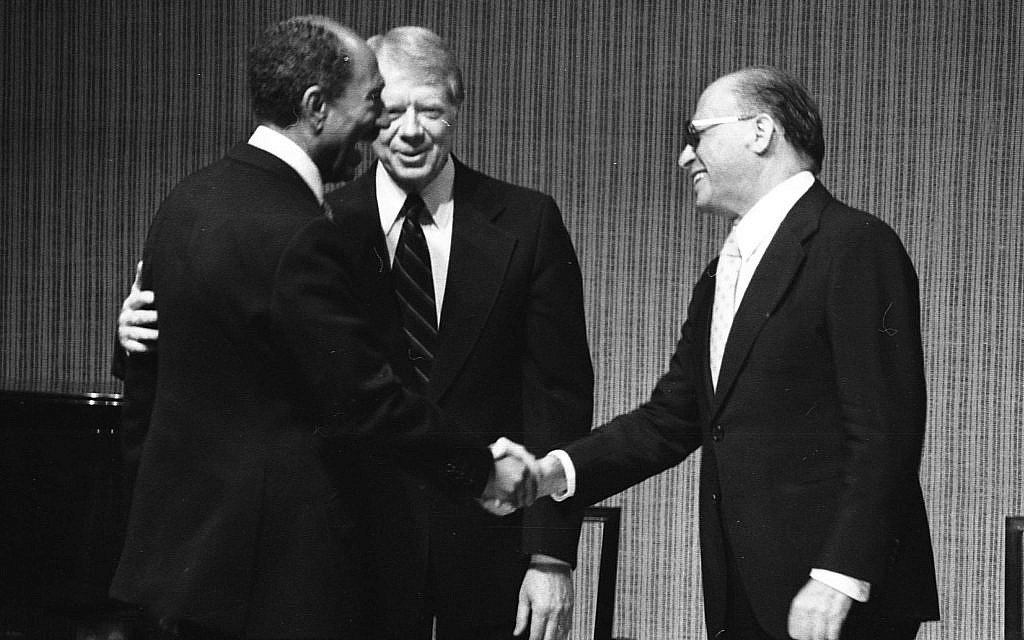 Anwar Sadat, Menachem Begin & Jimmy Carter treaty signing, 1979.  Dan Hadani Archive, The Pritzker Family National Photography Collection, National Library of Israel [Credit- Dan Hadani]