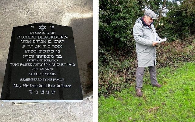Robert Blackburn's headstone, left, Keith Blackburn, right