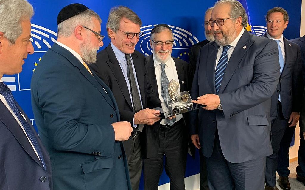 A delegation of senior rabbis met David Sassoli, president of the European Parliament