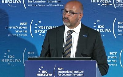 Metropolitan Police Assistant Commissioner Neil Basu, speaking at a conference in Israel. (Photo credit: National Police Chiefs' Council/PA Wire)