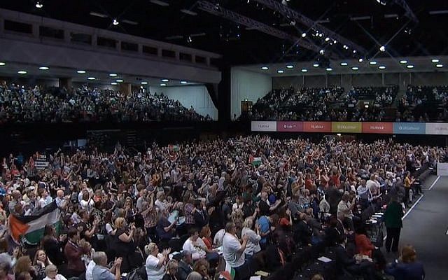 Palestine flags flown during Labour conference in 2019 (Screenshot)