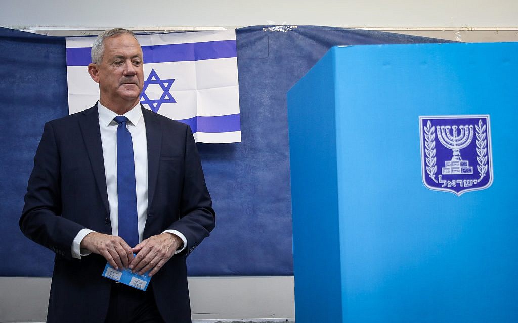 Benny Gantz, former Israeli Army Chief of Staff and chairman of the Blue and White Israeli centrist political alliance, prepares to cast his vote during the Israeli legislative elections, in Rosh Haayin, Israel, 17 September 2019. . Photo by: JINIPIX