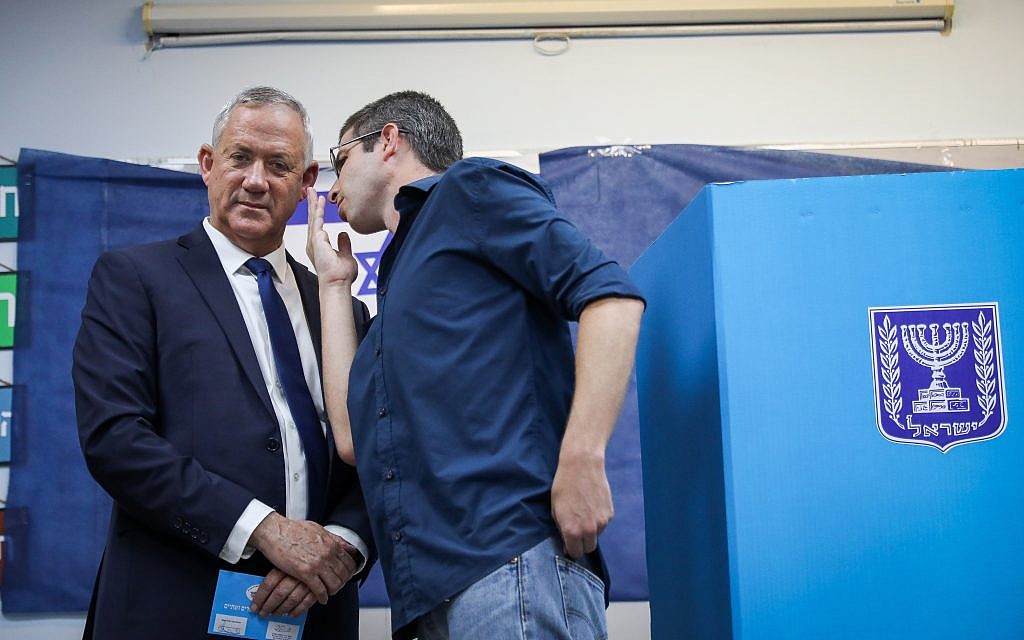 Benny Gantz, former Israeli Army Chief of Staff and chairman of the Blue and White Israeli centrist political alliance, prepares to cast his vote during the Israeli legislative elections, in Rosh Haayin, Israel, 17 September 2019.  Photo by: JINIPIX