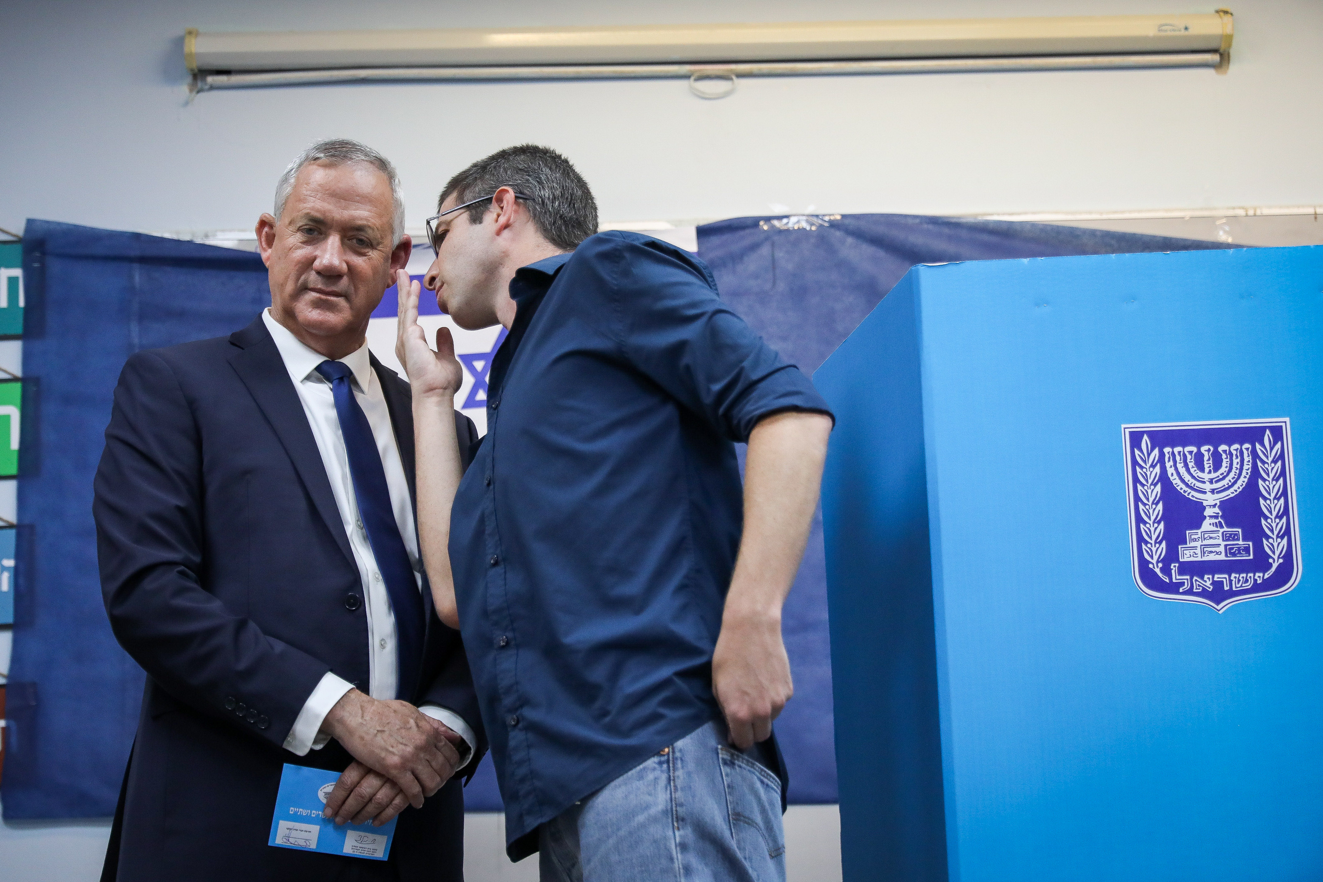 Benny Gantz, former Israeli Army Chief of Staff and chairman of the Blue and White Israeli centrist political alliance, prepares to cast his vote during the Israeli legislative elections, in Rosh Haayin, Israel, 17 September 2019.  Photo by: JINIPIX