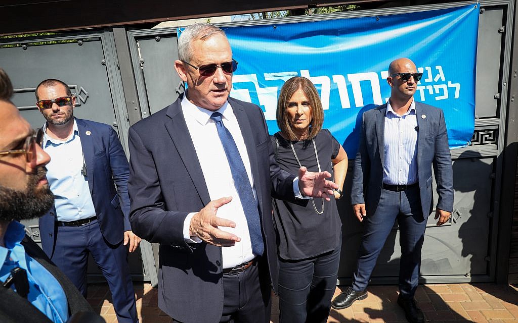 Benny Gantz, former Israeli Army Chief of Staff and chairman of the Blue and White Israeli centrist political alliance, seen after he cast his vote during the Israeli legislative elections, in Rosh Haayin, Israel, 17 September 2019. Photo by: JINIPIX