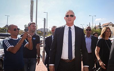 Benny Gantz, former Israeli Army Chief of Staff and chairman of the Blue and White Israeli centrist political alliance, arrives to cast his vote during the Israeli legislative elections, in Rosh Haayin, Israel, 17 September 2019. . Photo by: JINIPIX